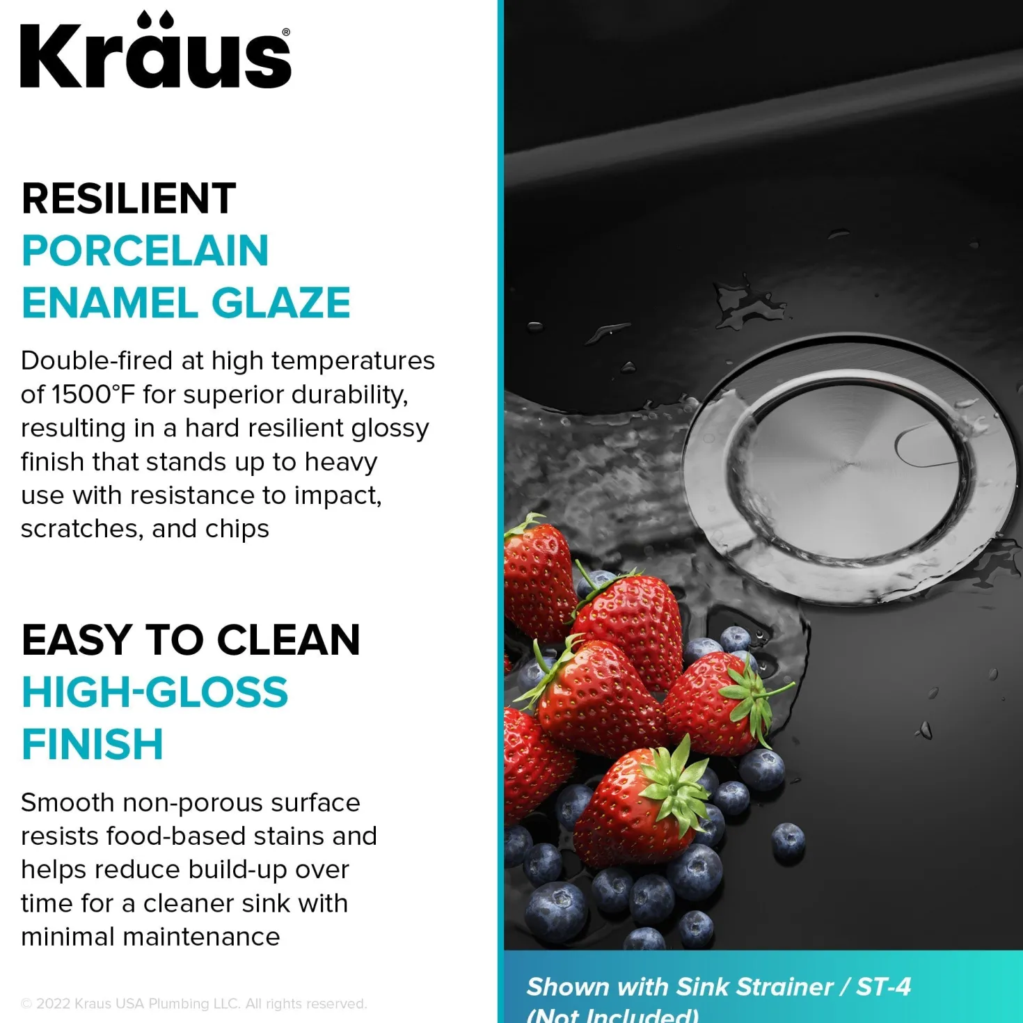 KRAUS Pintura 32" Undermount Porcelain Enameled Steel Kitchen Sink in Black