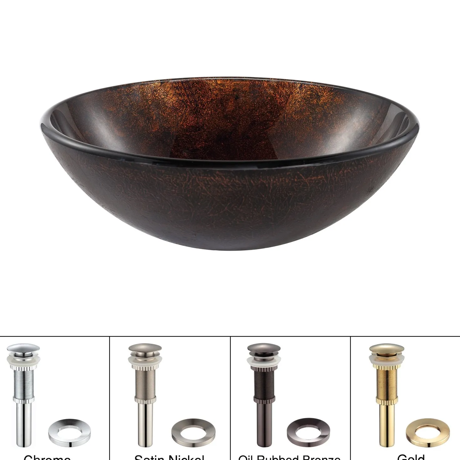 KRAUS Pluto Glass Vessel Bathroom Sink with PU-MR