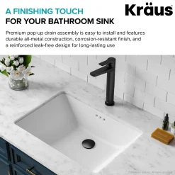 KRAUS Pop-Up Drain for Bathroom Sink in Matte Black