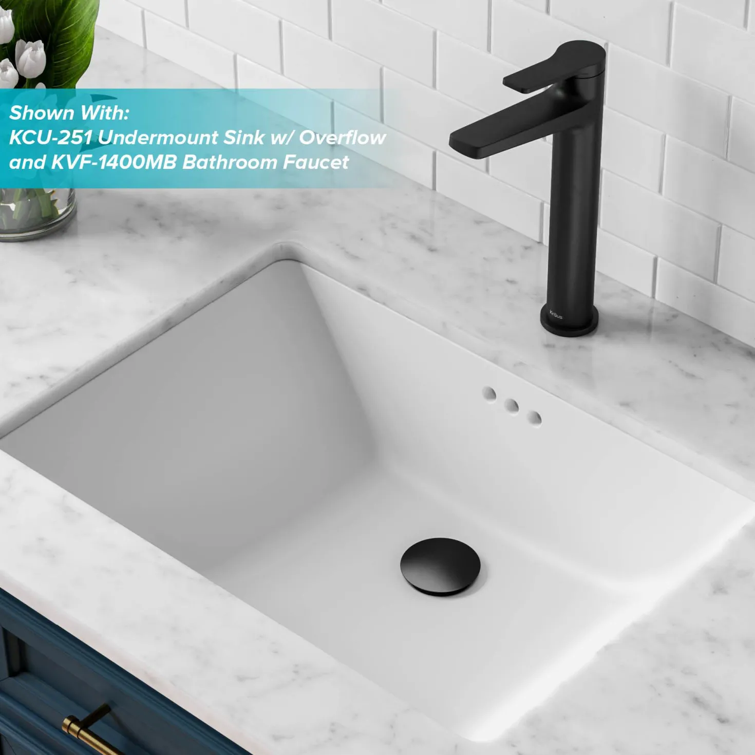 KRAUS Pop-Up Drain for Bathroom Sink in Matte Black