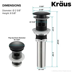 KRAUS Pop-Up Drain for Bathroom Sink in Matte Black