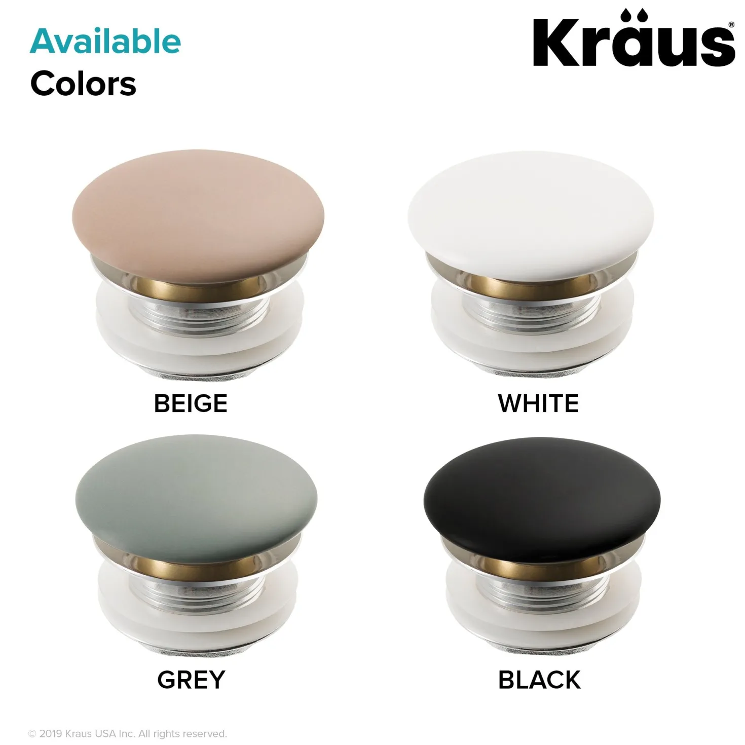 KRAUS Pop-Up Drain with Porcelain Ceramic Top for Bathroom Sink without Overflow, Gloss Beige