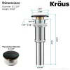 KRAUS Pop-Up Drain with Porcelain Ceramic Top for Bathroom Sink without Overflow, Gloss Grey