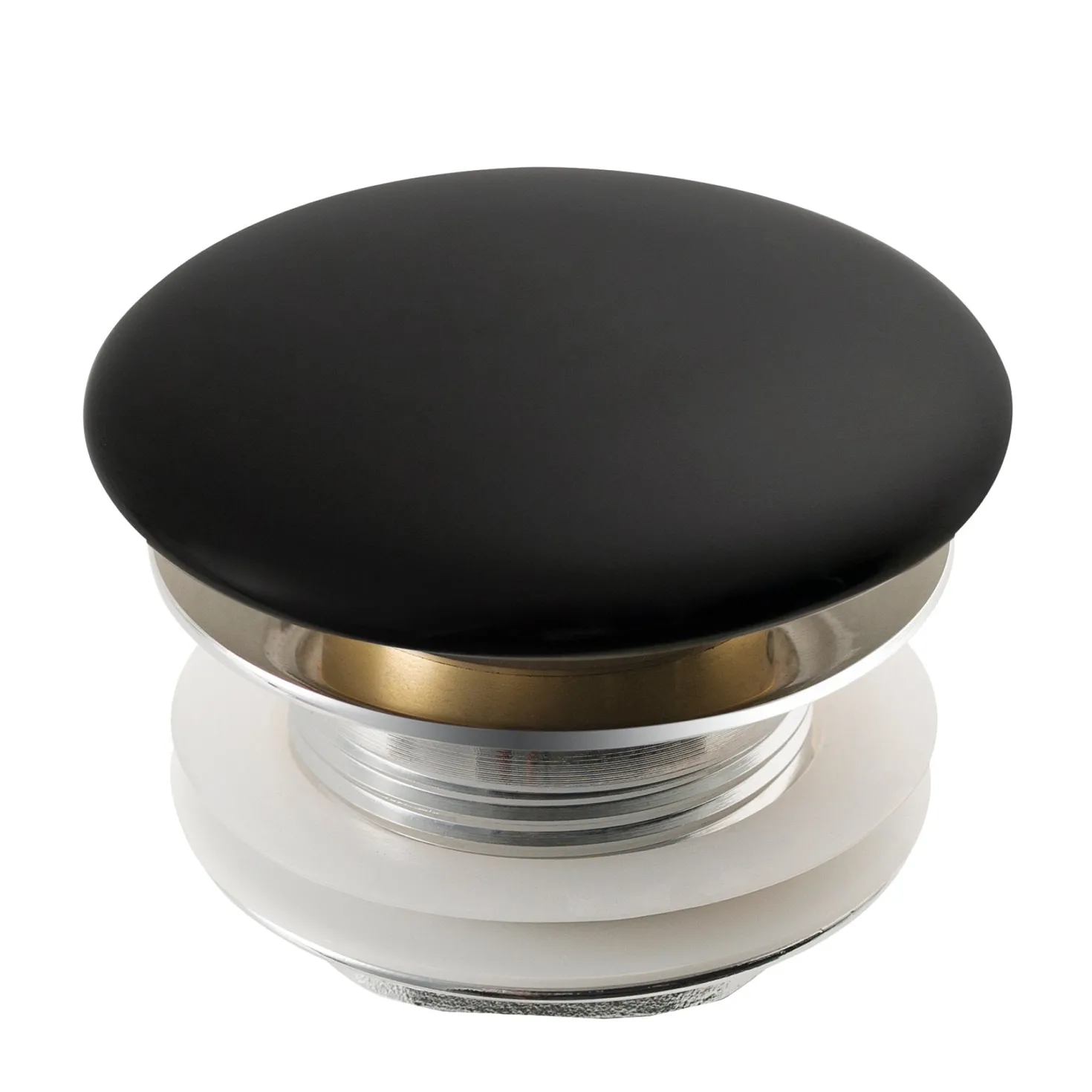 KRAUS Pop-Up Drain with Porcelain Ceramic Top for Bathroom Sink without Overflow, Gloss Grey