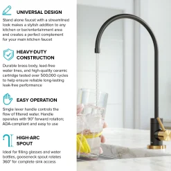 KRAUS Purita 100% Lead-Free Kitchen Water Filter Faucet in Black and Brushed Brass