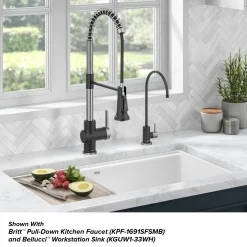 KRAUS Purita 100% Lead-Free Kitchen Water Filter Faucet in Spot Free Stainless & Matte Black