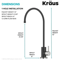 KRAUS Purita 100% Lead-Free Kitchen Water Filter Faucet in Spot Free Stainless & Matte Black