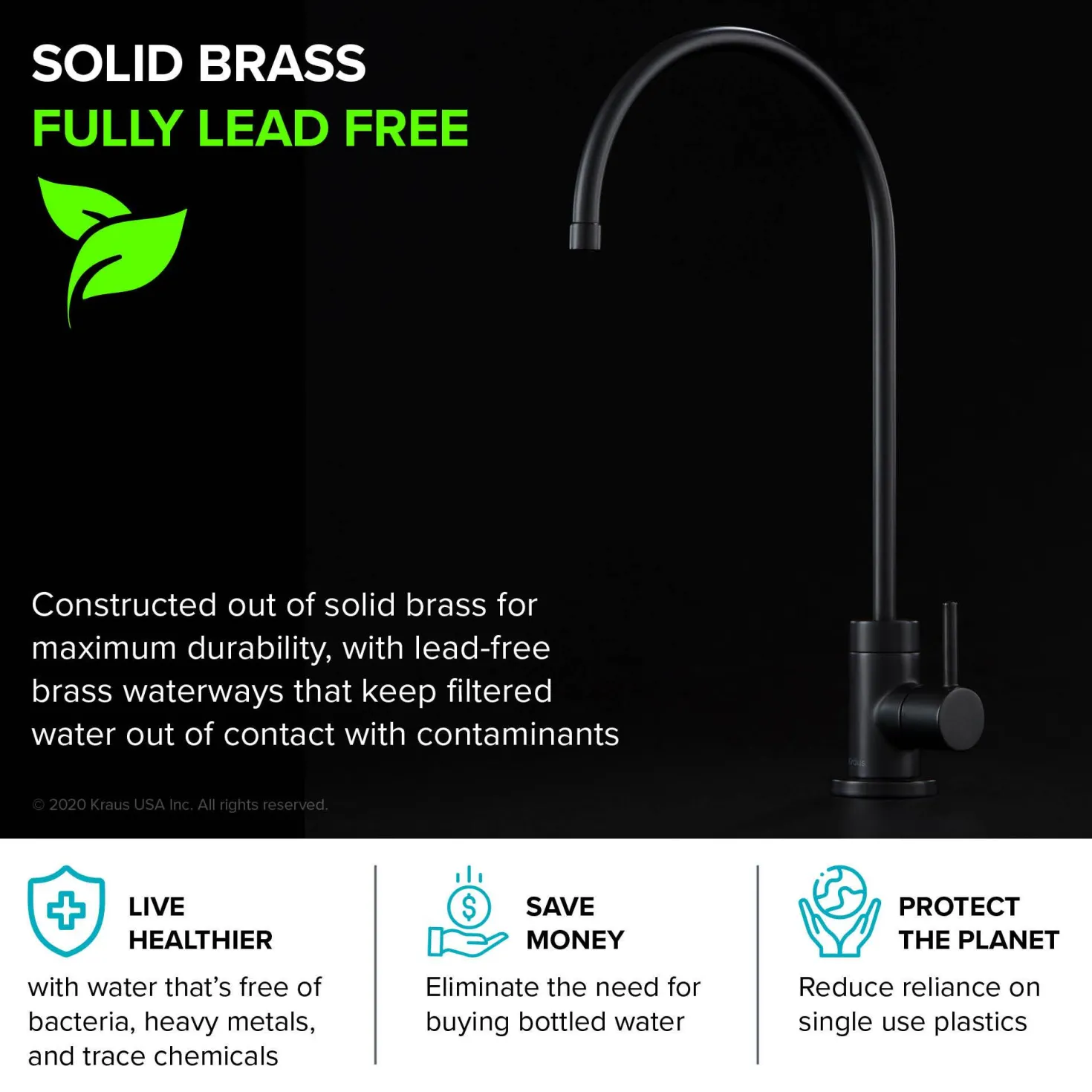 KRAUS Purita 100% Lead-Free Kitchen Water Filter Faucet in Matte Black