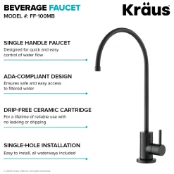 KRAUS Purita 100% Lead-Free Kitchen Water Filter Faucet in Matte Black