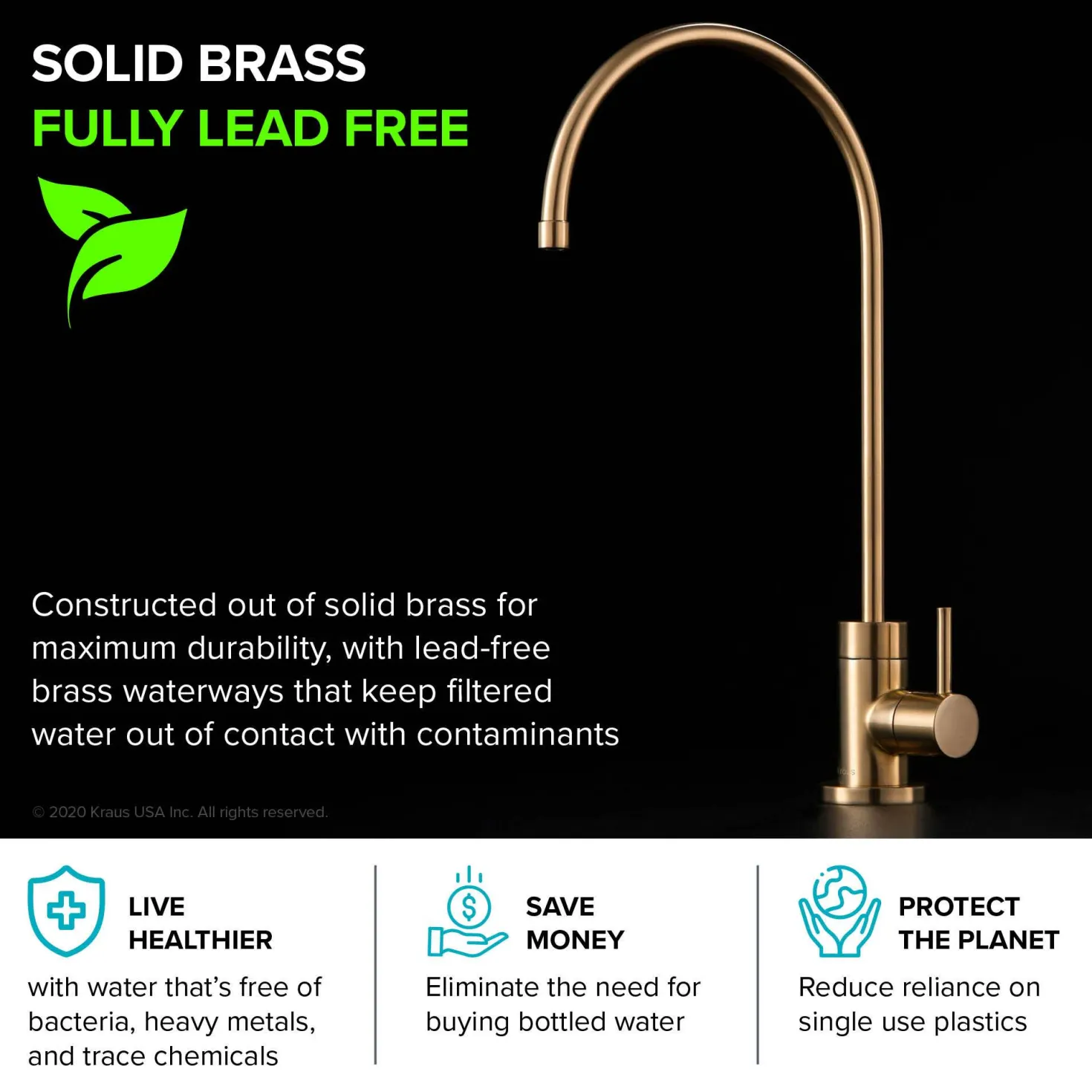 KRAUS Purita 100% Lead-Free Kitchen Water Filter Faucet in Brushed Brass