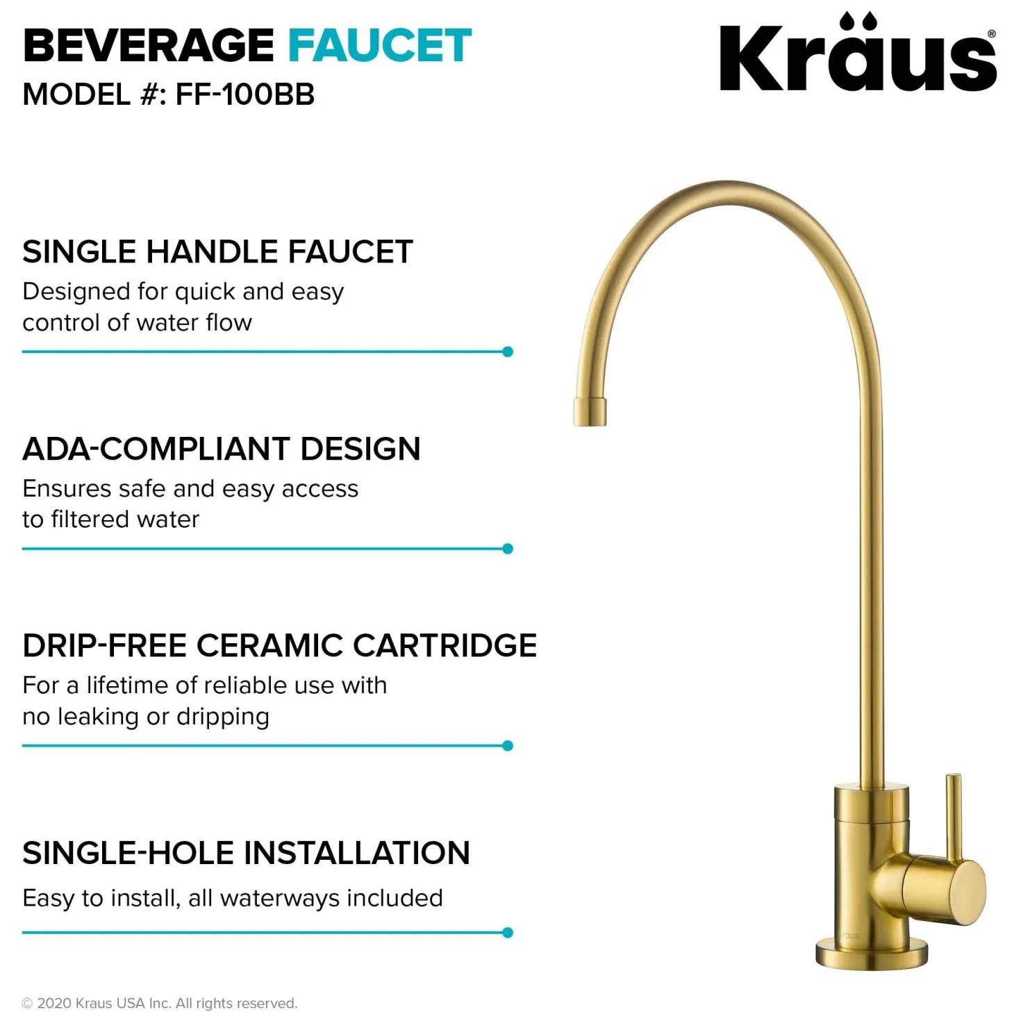 KRAUS Purita 100% Lead-Free Kitchen Water Filter Faucet in Brushed Brass