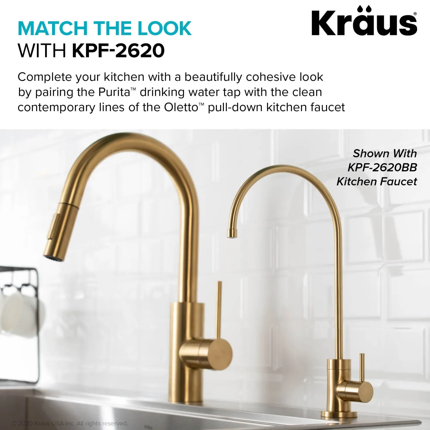 KRAUS Purita 100% Lead-Free Kitchen Water Filter Faucet in Brushed Brass