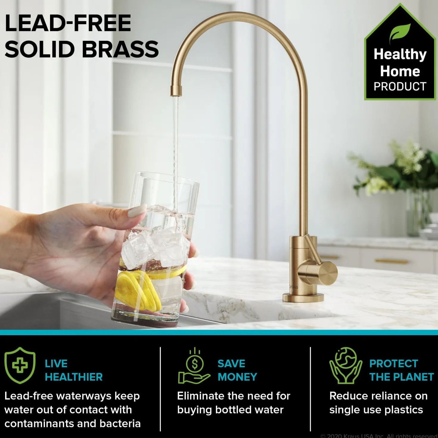 KRAUS Purita 100% Lead-Free Kitchen Water Filter Faucet in Spot Free Antique Champagne Bronze