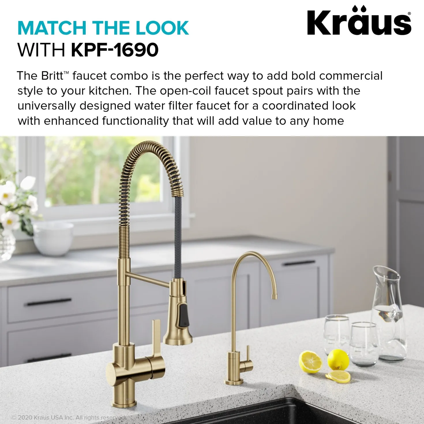 KRAUS Purita 100% Lead-Free Kitchen Water Filter Faucet in Spot Free Antique Champagne Bronze