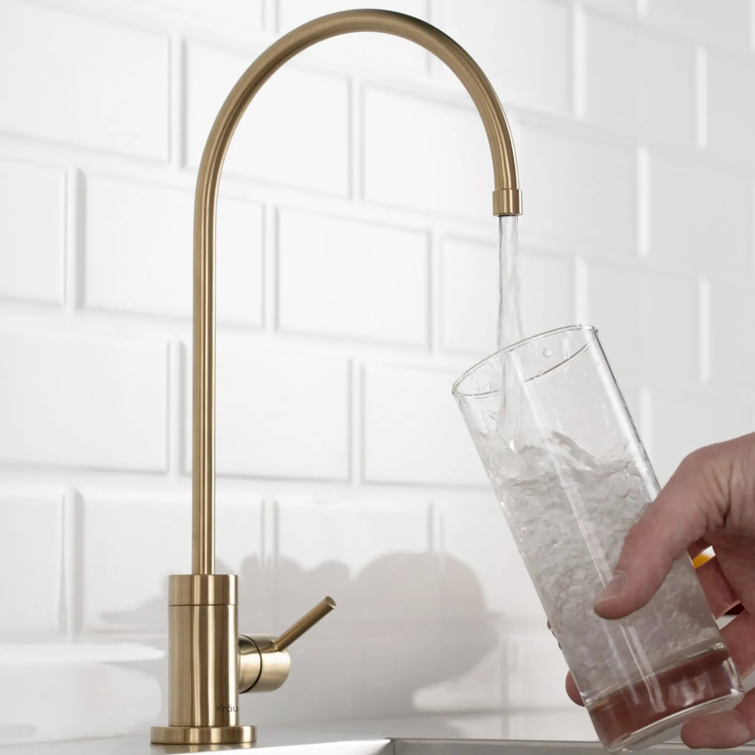 KRAUS Purita 100% Lead-Free Kitchen Water Filter Faucet in Spot Free Antique Champagne Bronze
