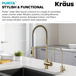 KRAUS Purita 100% Lead-Free Kitchen Water Filter Faucet in Spot Free Antique Champagne Bronze