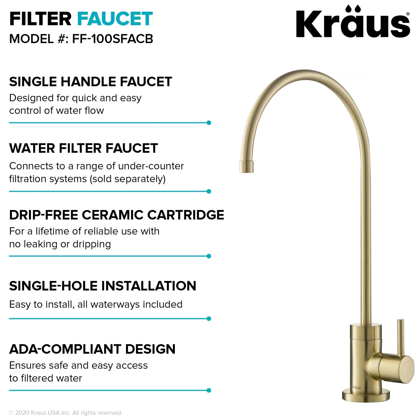 KRAUS Purita 100% Lead-Free Kitchen Water Filter Faucet in Spot Free Antique Champagne Bronze