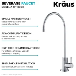 KRAUS Purita 100% Lead-Free Kitchen Water Filter Faucet in Chrome