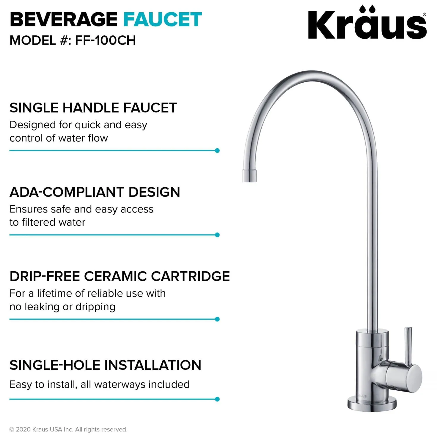 KRAUS Purita 100% Lead-Free Kitchen Water Filter Faucet in Chrome