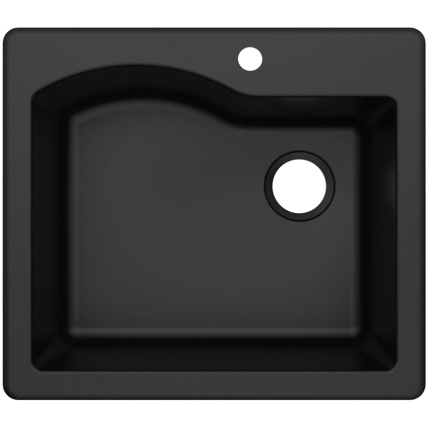 KRAUS Quarza 25" Dual Mount Composite Kitchen Sink and Strainer in Black