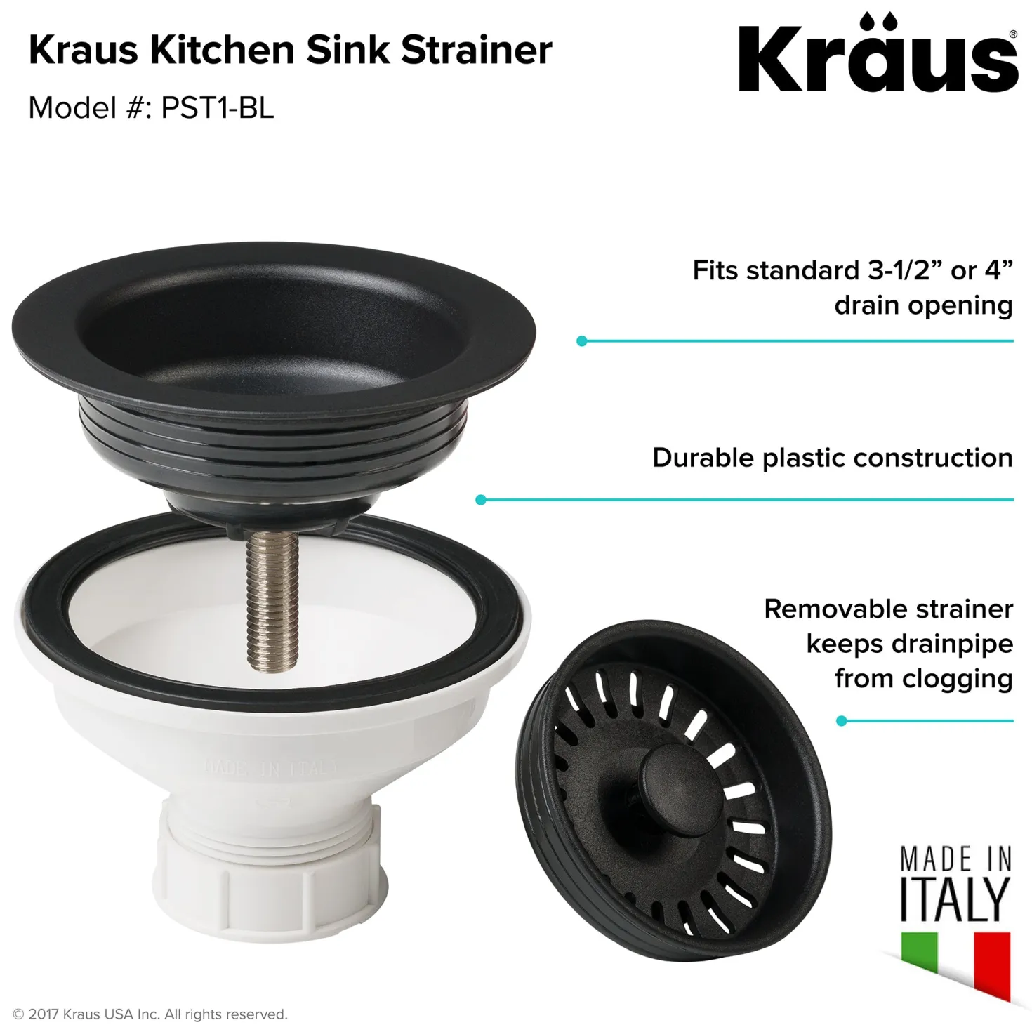 KRAUS Quarza 25" Dual Mount Composite Kitchen Sink and Strainer in Black
