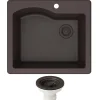 KRAUS Quarza 25" Dual Mount Single Bowl Granite Kitchen Sink in Brown
