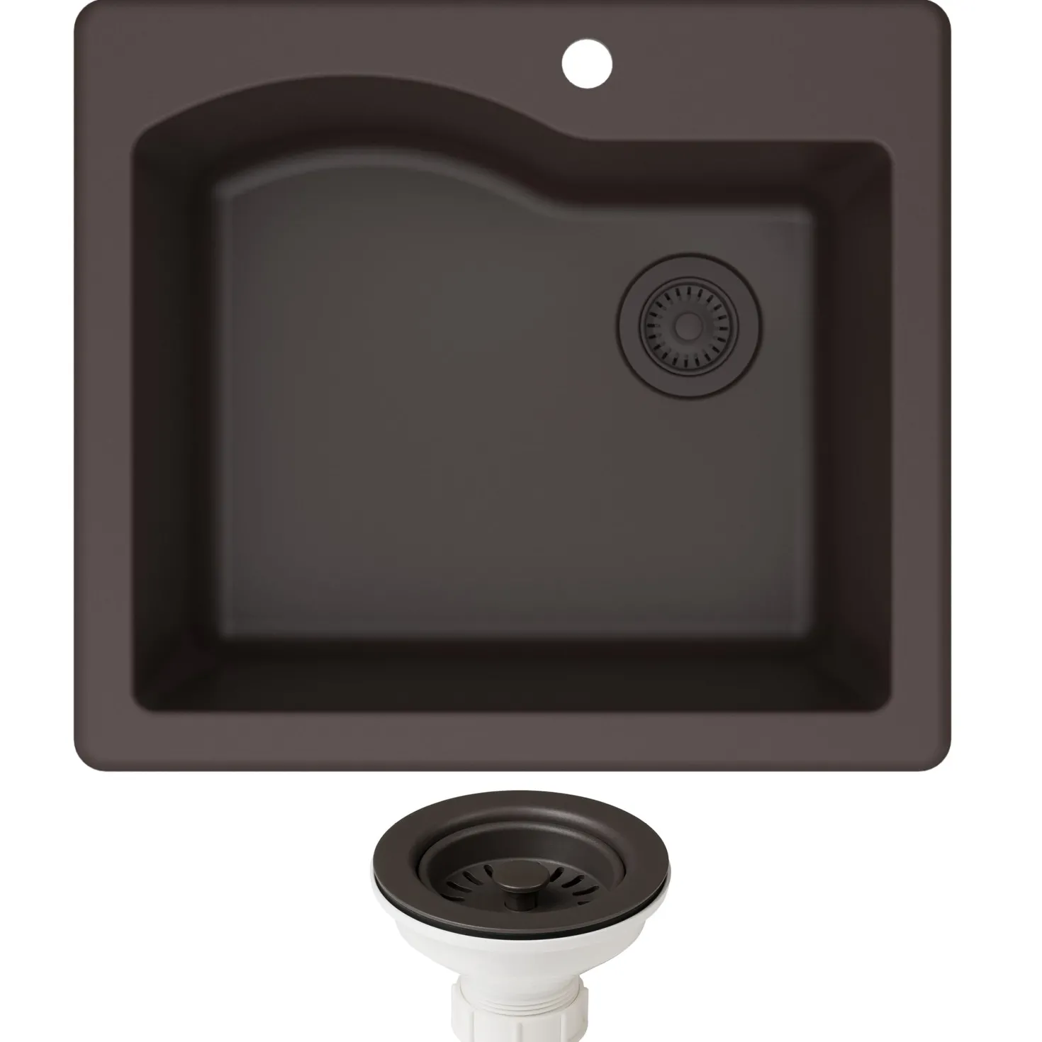 KRAUS Quarza 25" Dual Mount Single Bowl Granite Kitchen Sink in Brown