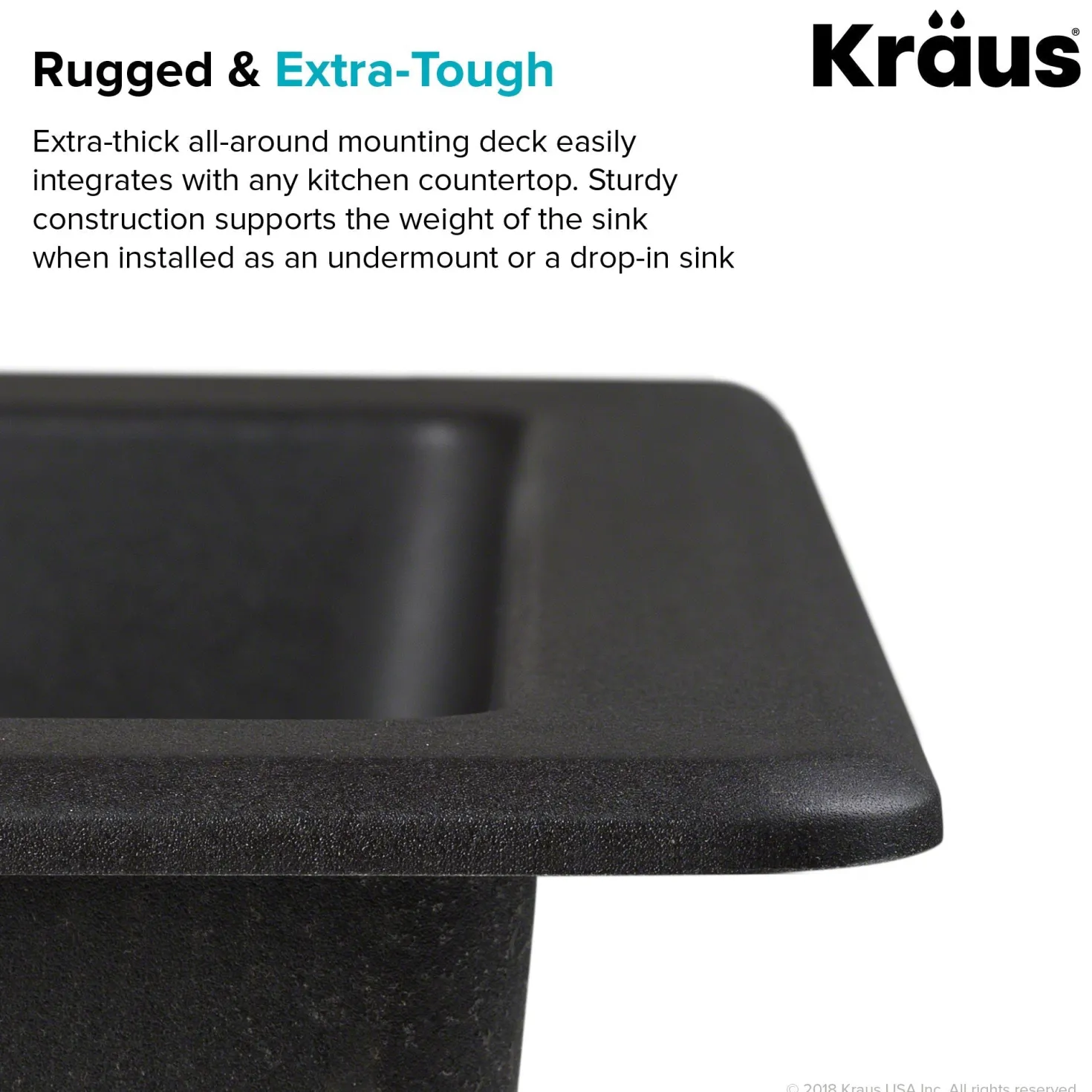 KRAUS Quarza 25" Dual Mount Single Bowl Granite Kitchen Sink in Brown