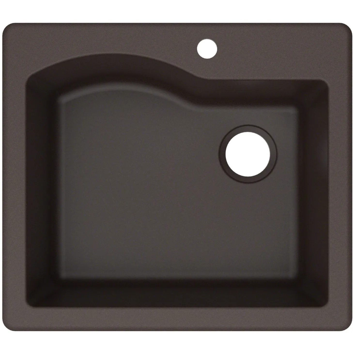 KRAUS Quarza 25" Dual Mount Single Bowl Granite Kitchen Sink in Brown