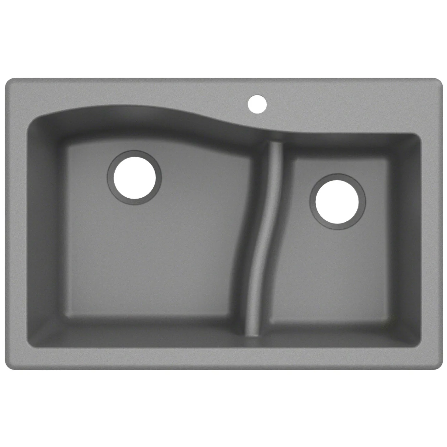 KRAUS Quarza 33" Grey Dual Mount 60/40 Double Bowl Granite Kitchen Sink