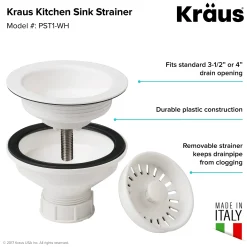 KRAUS Quarza 33" White Dual Mount 60/40 Double Bowl Granite Kitchen Sink