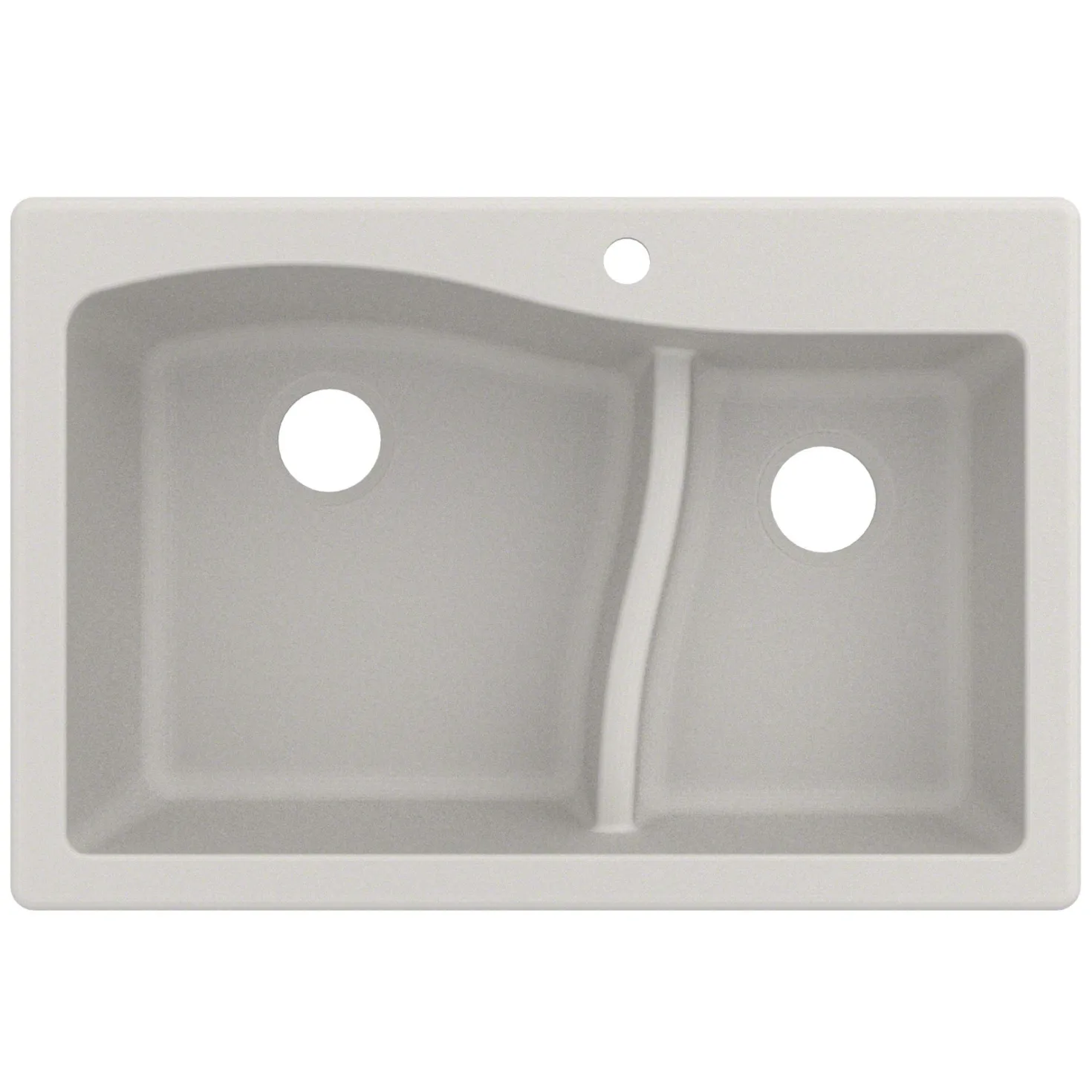 KRAUS Quarza 33" White Dual Mount 60/40 Double Bowl Granite Kitchen Sink