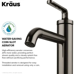 KRAUS Ramus Single Handle Bathroom Sink Faucet with Lift Rod Drain in Gunmetal - **Discontinued **