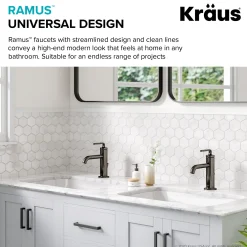 KRAUS Ramus Single Handle Bathroom Sink Faucet with Lift Rod Drain in Gunmetal - **Discontinued **