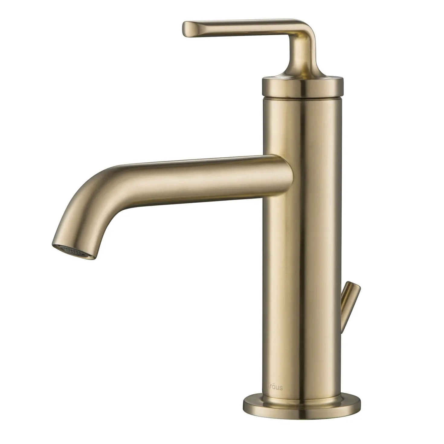 KRAUS Ramus Single Handle Bathroom Sink Faucet with Lift Rod Drain in Brushed Gold