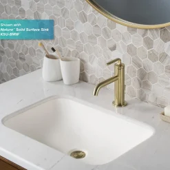 KRAUS Ramus Single Handle Bathroom Sink Faucet with Lift Rod Drain in Brushed Gold