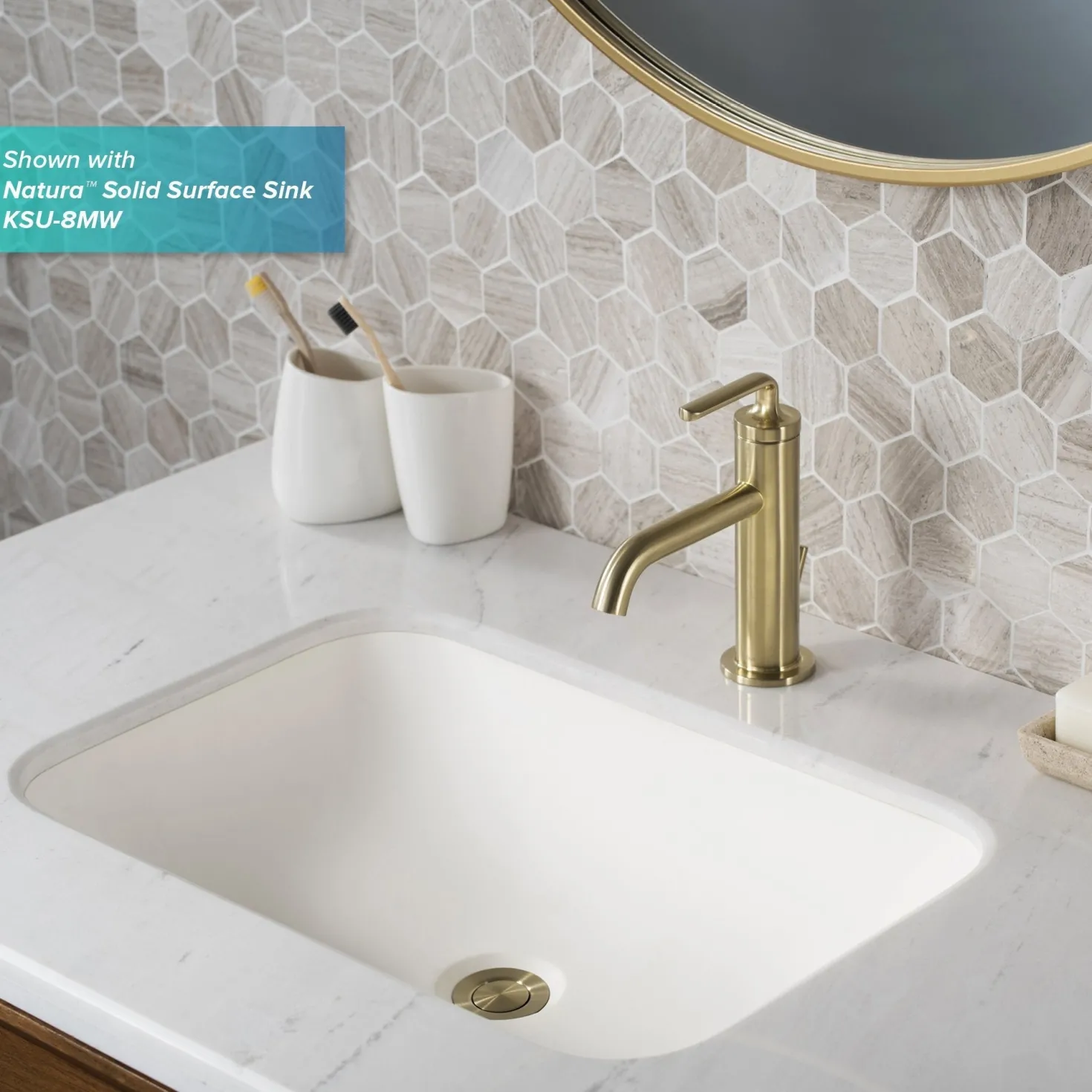 KRAUS Ramus Single Handle Bathroom Sink Faucet with Lift Rod Drain in Brushed Gold