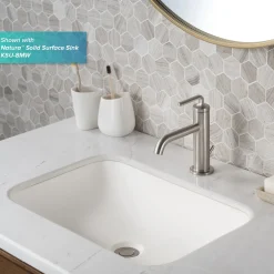 KRAUS Ramus Single Handle Bathroom Sink Faucet with Lift Rod Drain in Spot Free Stainless Steel