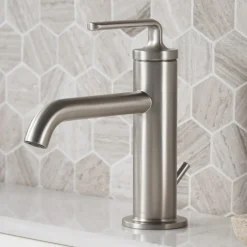 KRAUS Ramus Single Handle Bathroom Sink Faucet with Lift Rod Drain in Spot Free Stainless Steel