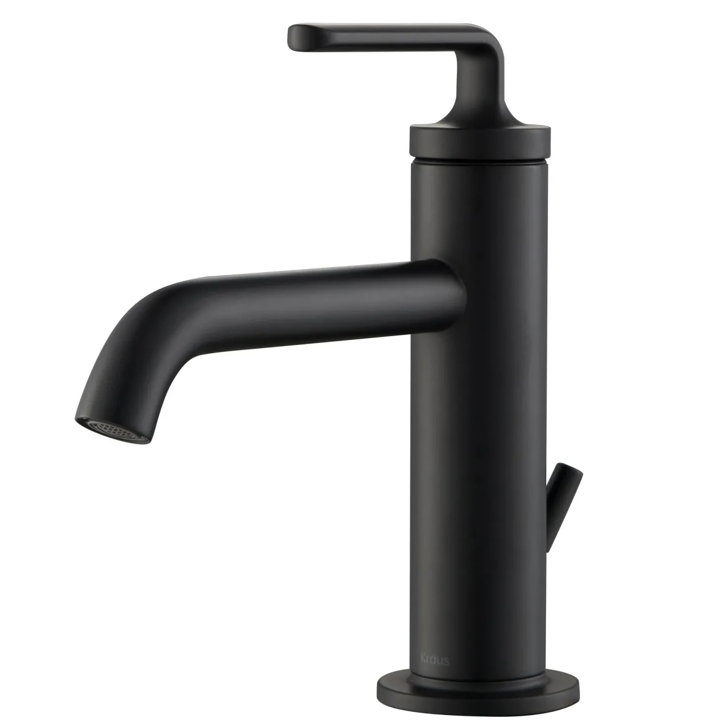KRAUS Ramus Single Handle Bathroom Sink Faucet with Lift Rod Drain in Matte Black