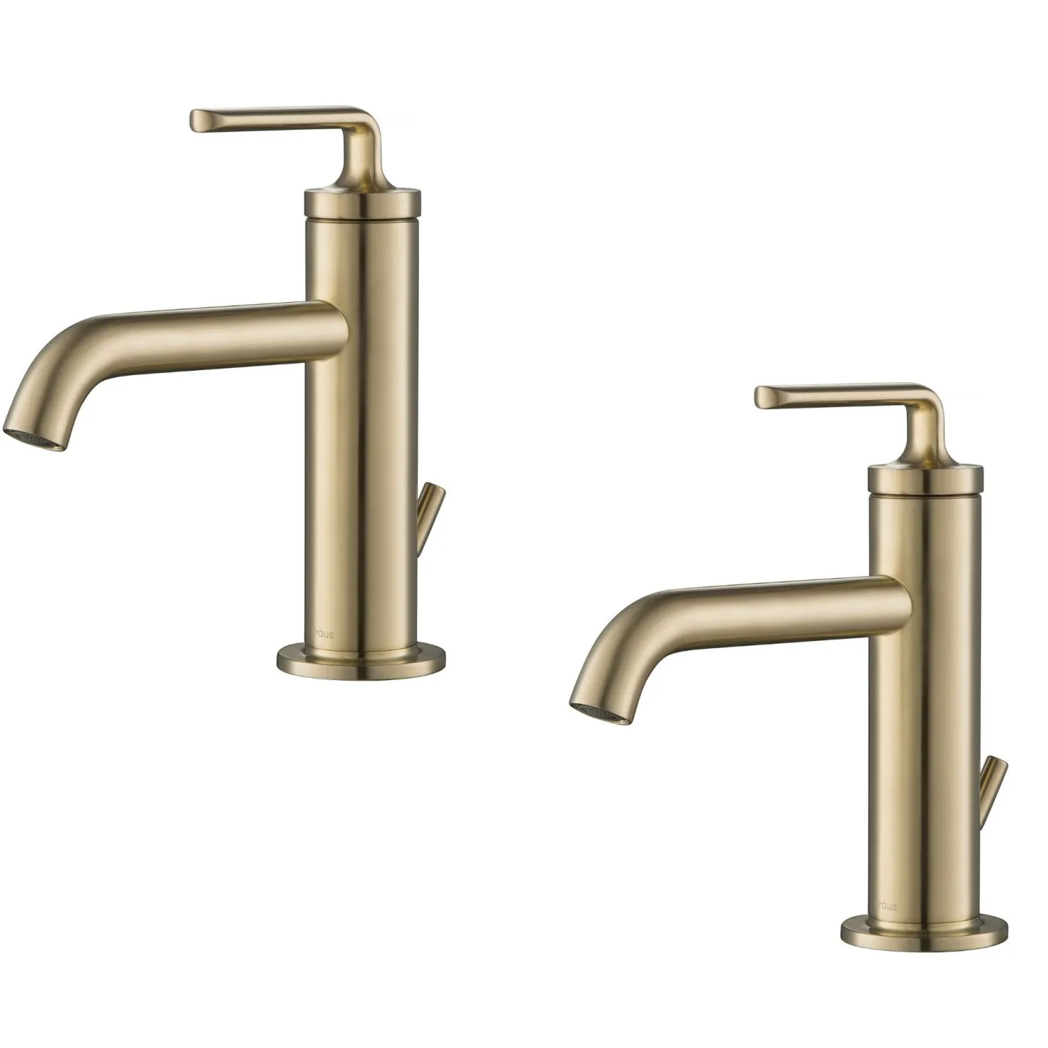 KRAUS Ramus Single Handle 2-Pack Bathroom Sink Faucet with Lift Rod Drain in Brushed Gold