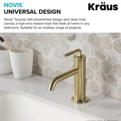 KRAUS Ramus Single Handle 2-Pack Bathroom Sink Faucet with Lift Rod Drain in Brushed Gold