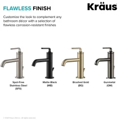 KRAUS Ramus Single Handle 2-Pack Bathroom Sink Faucet with Lift Rod Drain in Spot Free Stainless Steel