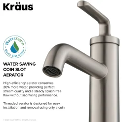 KRAUS Ramus Single Handle 2-Pack Bathroom Sink Faucet with Lift Rod Drain in Spot Free Stainless Steel
