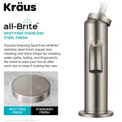 KRAUS Ramus Single Handle 2-Pack Bathroom Sink Faucet with Lift Rod Drain in Spot Free Stainless Steel