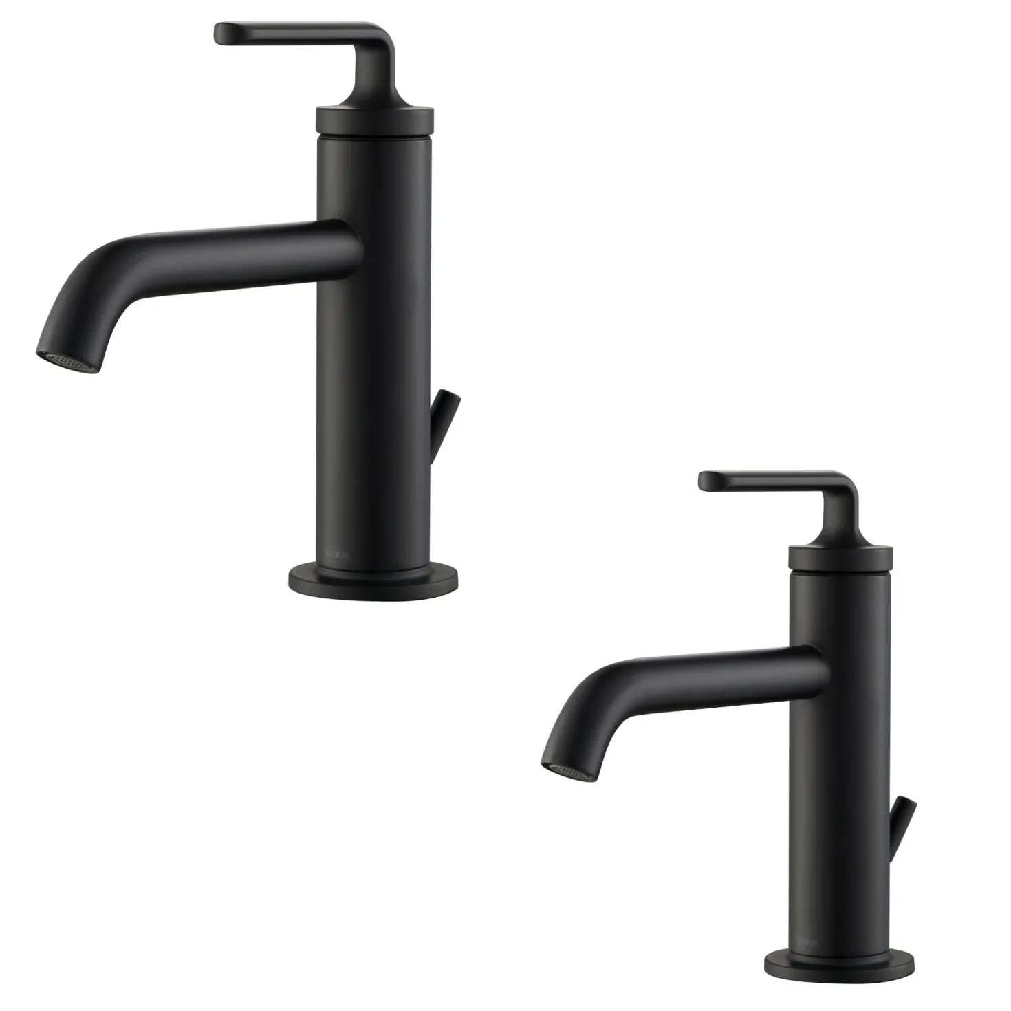 KRAUS Ramus Single Handle 2-Pack Bathroom Sink Faucet with Lift Rod Drain in Matte Black