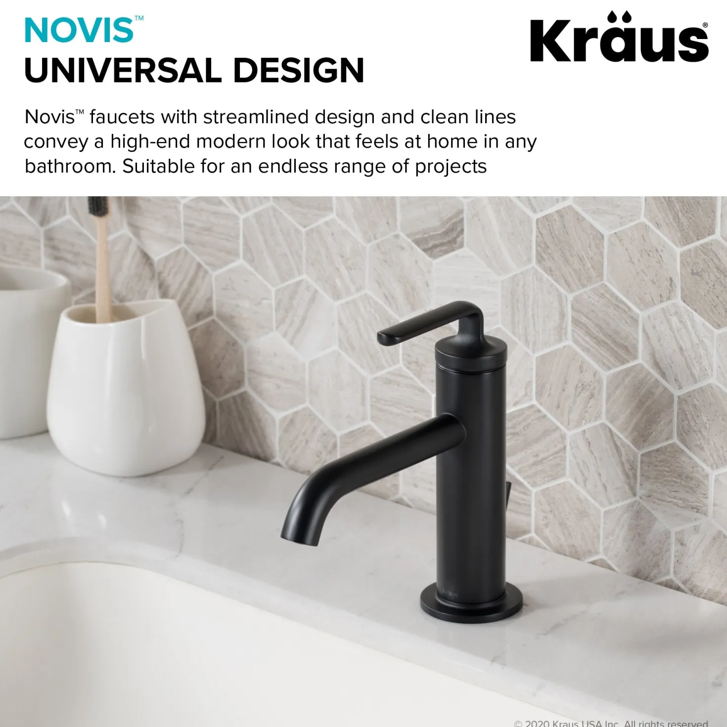 KRAUS Ramus Single Handle 2-Pack Bathroom Sink Faucet with Lift Rod Drain in Matte Black