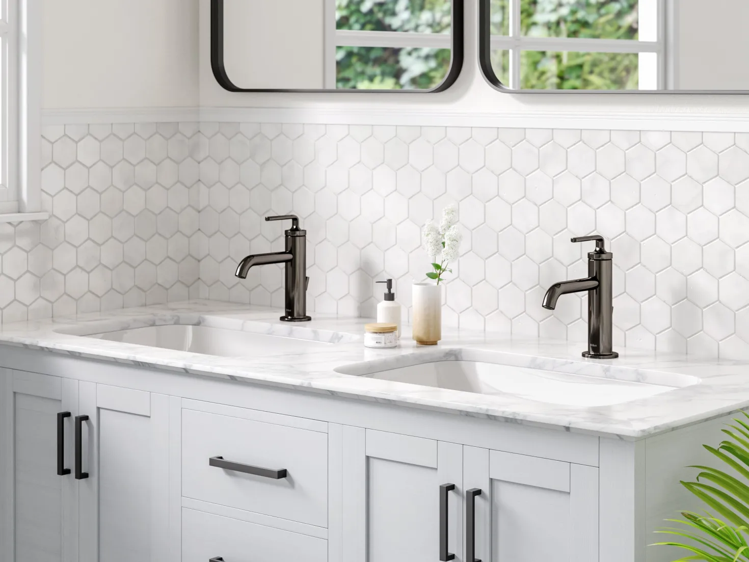 KRAUS Ramus Single Handle 2-Pack Bathroom Sink Faucet with Lift Rod Drain in Matte Black