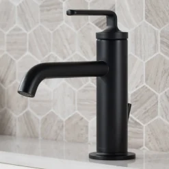 KRAUS Ramus Single Handle 2-Pack Bathroom Sink Faucet with Lift Rod Drain in Matte Black