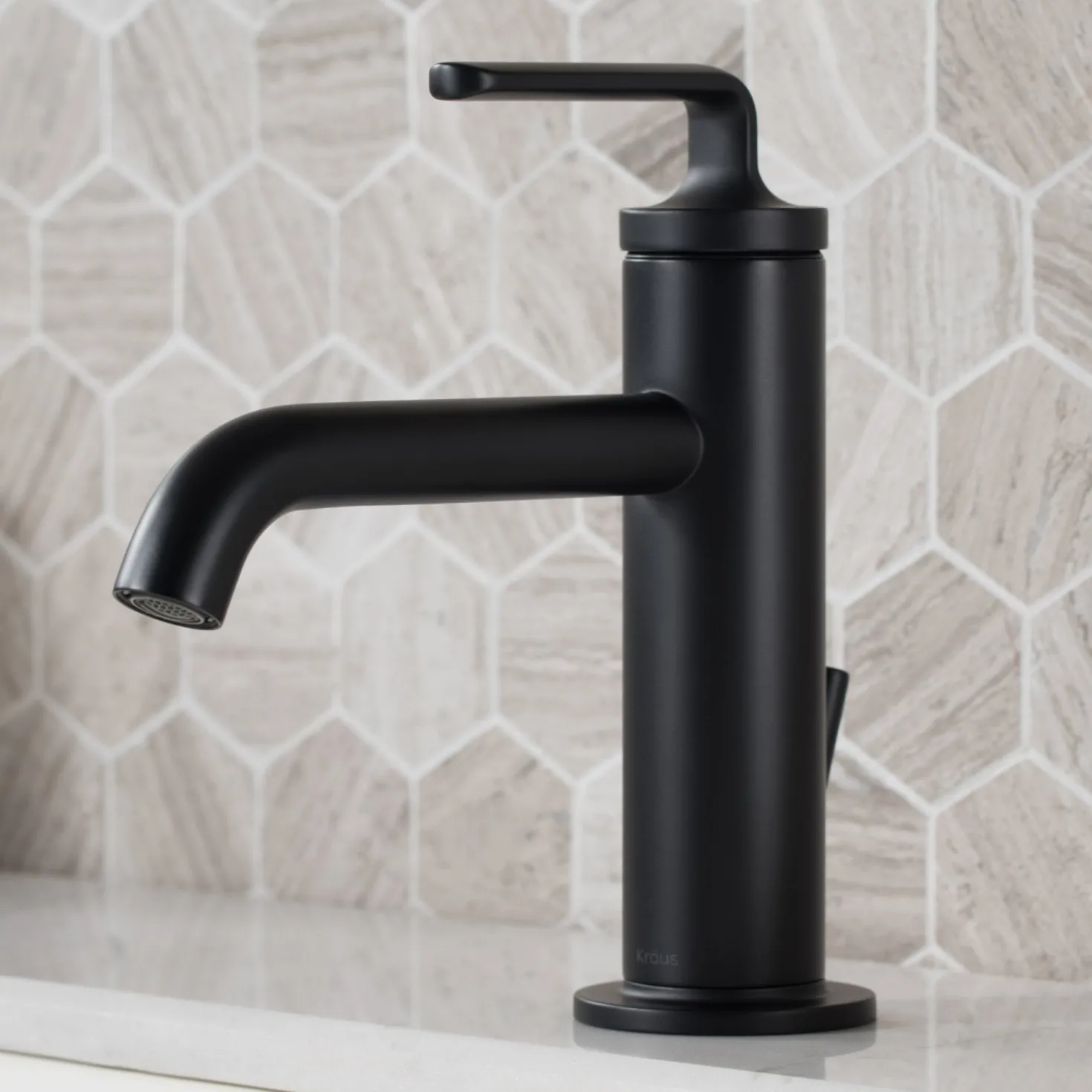 KRAUS Ramus Single Handle 2-Pack Bathroom Sink Faucet with Lift Rod Drain in Matte Black